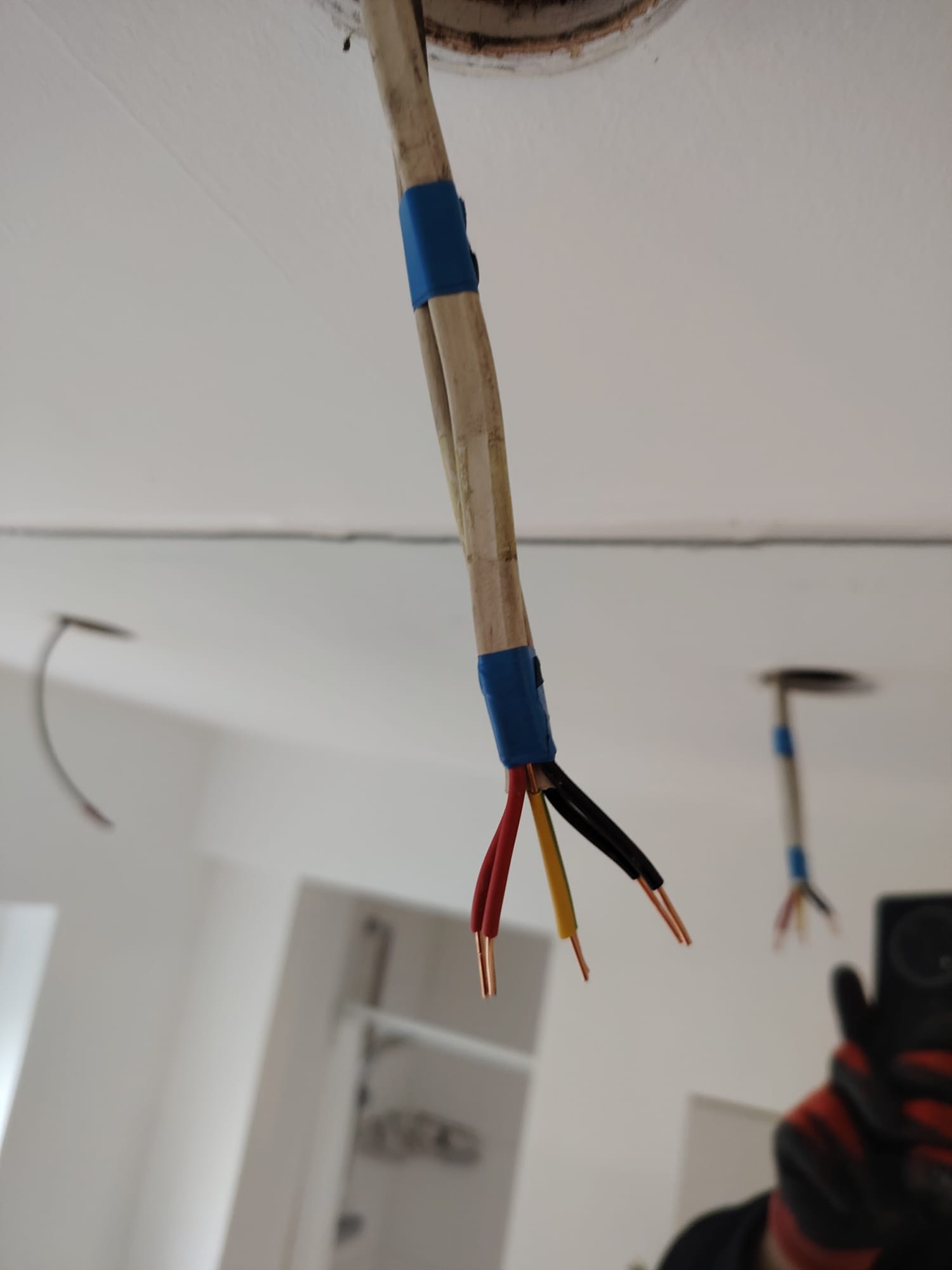 Rewire in progress with new circuit drops